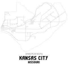 Fototapeta premium Kansas City Missouri. US street map with black and white lines.