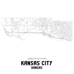 Kansas City Kansas. US street map with black and white lines.