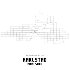 Fototapeta premium Karlstad Minnesota. US street map with black and white lines.