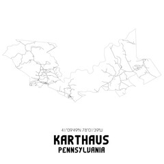Karthaus Pennsylvania. US street map with black and white lines.