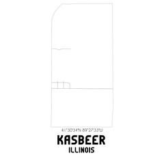 Kasbeer Illinois. US street map with black and white lines.