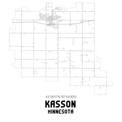 Kasson Minnesota. US street map with black and white lines.