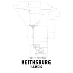 Keithsburg Illinois. US street map with black and white lines.