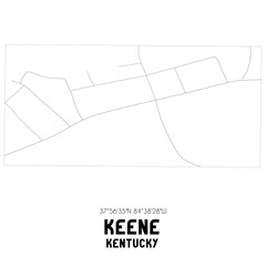 Keene Kentucky. US street map with black and white lines.