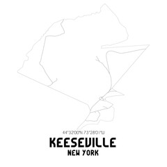 Keeseville New York. US street map with black and white lines.