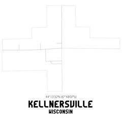 Kellnersville Wisconsin. US street map with black and white lines.