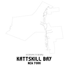 Kattskill Bay New York. US street map with black and white lines.