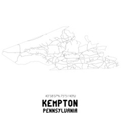 Fototapeta premium Kempton Pennsylvania. US street map with black and white lines.
