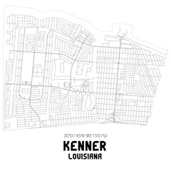 Kenner Louisiana. US street map with black and white lines.