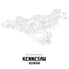 Fototapeta na wymiar Kennesaw Georgia. US street map with black and white lines.