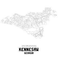 Fototapeta premium Kennesaw Georgia. US street map with black and white lines.
