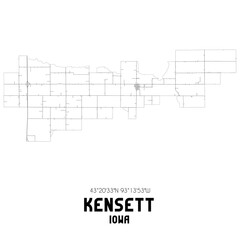 Obraz premium Kensett Iowa. US street map with black and white lines.