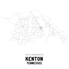 Kenton Tennessee. US street map with black and white lines.