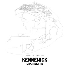 Kennewick Washington. US street map with black and white lines.
