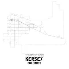 Kersey Colorado. US street map with black and white lines.