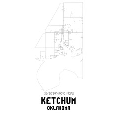 Ketchum Oklahoma. US street map with black and white lines.