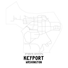 Fototapeta premium Keyport Washington. US street map with black and white lines.