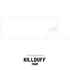 Killduff Iowa. US street map with black and white lines.
