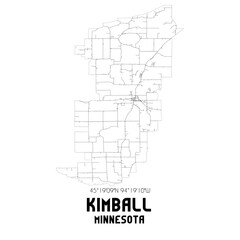Kimball Minnesota. US street map with black and white lines.