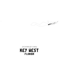 Key West Florida. US street map with black and white lines. - obrazy, fototapety, plakaty