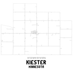 Kiester Minnesota. US street map with black and white lines.