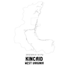 Kincaid West Virginia. US street map with black and white lines.