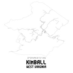 Kimball West Virginia. US street map with black and white lines.