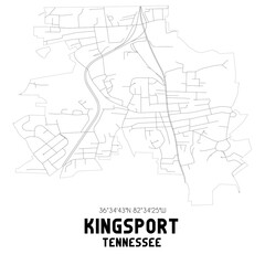 Obraz premium Kingsport Tennessee. US street map with black and white lines.