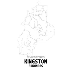 Kingston Arkansas. US street map with black and white lines.