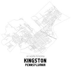 Kingston Pennsylvania. US street map with black and white lines.