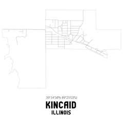 Kincaid Illinois. US street map with black and white lines.