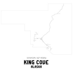 King Cove Alaska. US street map with black and white lines.