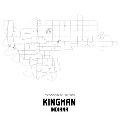 Kingman Indiana. US street map with black and white lines.