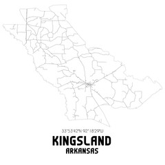 Kingsland Arkansas. US street map with black and white lines.