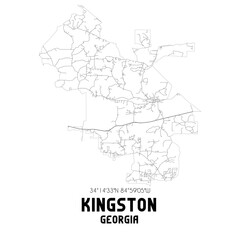 Kingston Georgia. US street map with black and white lines.