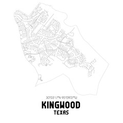 Fototapeta na wymiar Kingwood Texas. US street map with black and white lines.