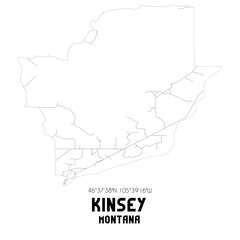 Kinsey Montana. US street map with black and white lines.