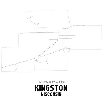 Kingston Wisconsin. US street map with black and white lines.