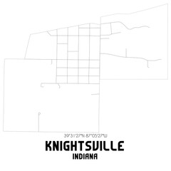Knightsville Indiana. US street map with black and white lines.
