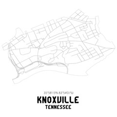 Knoxville Tennessee. US street map with black and white lines.