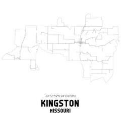 Kingston Missouri. US street map with black and white lines.