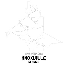 Knoxville Georgia. US street map with black and white lines.