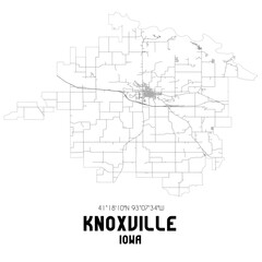 Knoxville Iowa. US street map with black and white lines. - obrazy, fototapety, plakaty