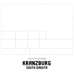 Kranzburg South Dakota. US street map with black and white lines.