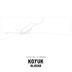 Koyuk Alaska. US street map with black and white lines.