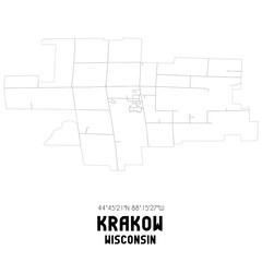 Krakow Wisconsin. US street map with black and white lines.