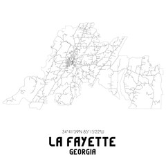 La Fayette Georgia. US street map with black and white lines.
