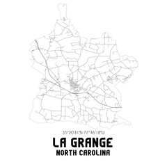 La Grange North Carolina. US street map with black and white lines.