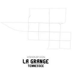 La Grange Tennessee. US street map with black and white lines.