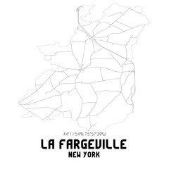 La Fargeville New York. US street map with black and white lines.